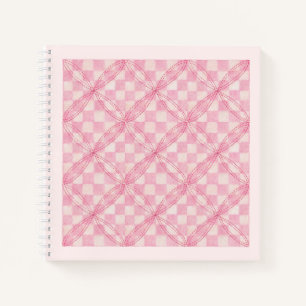 PINK CHECK QUILT 8.5x8.5 Spiral Notebook / Blush