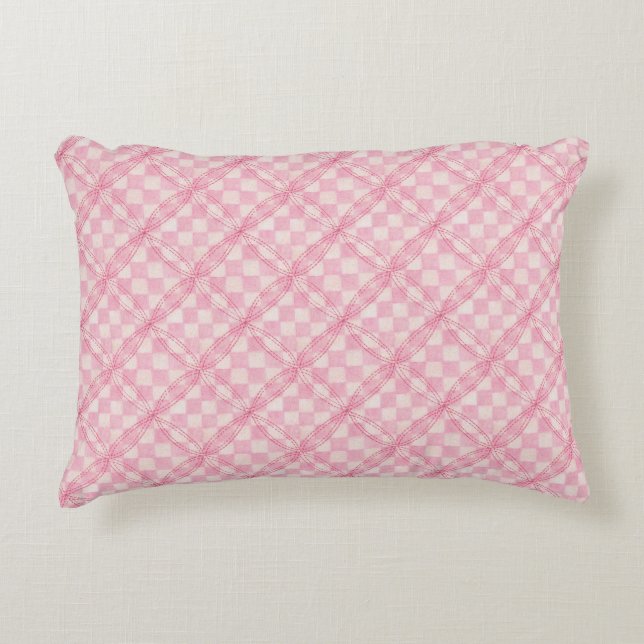PINK CHECK QUILT Accent Pillow  (Front)