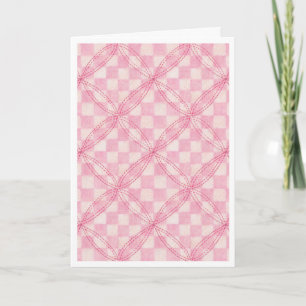 PINK CHECK QUILT Birthday Card / White