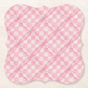 PINK CHECK QUILT Bracket Paper Coasters