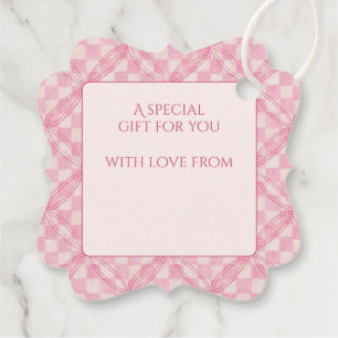 PINK CHECK QUILT Fancy Square Gift Tags / Blush