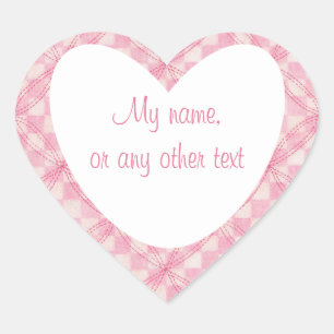 PINK CHECK QUILT Heart Matte Stickers