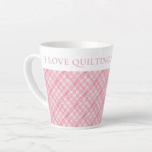 PINK CHECK QUILT Latte Mug + Text 