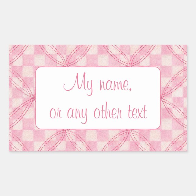 PINK CHECK QUILT Rectangle Matte Stickers (Front)