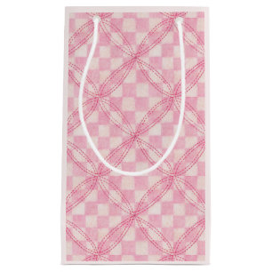 PINK CHECK QUILT Small Gift Bag / Blush