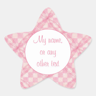 PINK CHECK QUILT Star Matte Stickers
