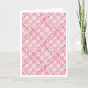 PINK CHECK QUILT Thank You Card / White