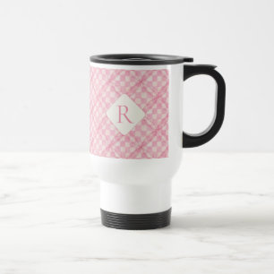 PINK CHECK QUILT Travel Mug + Initial