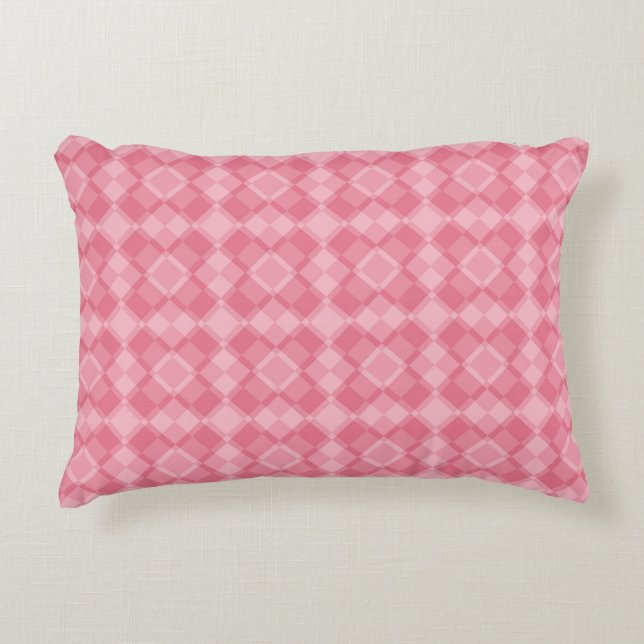 Pink Checker Argyle Pattern Decorative Cushion (Front)