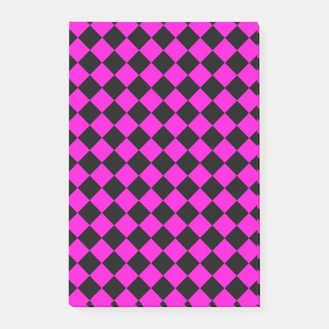 Pink Checker Diamond Pattern Post-it Notes (Front)