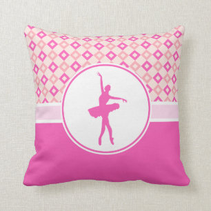 Pink Checkered Diamonds Dance with Monogram Cushion