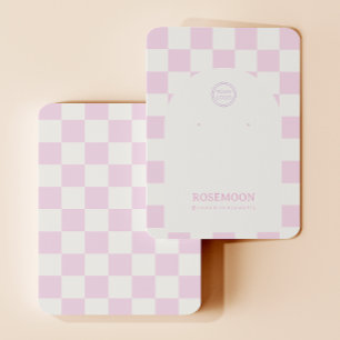 Pink Checkered Earring Display Card