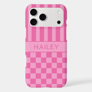 Pink Checkered Striped Personalized