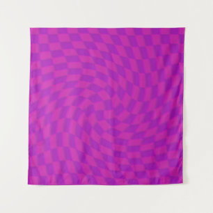 Pink Checkered Whirl Backdrop Tapestry