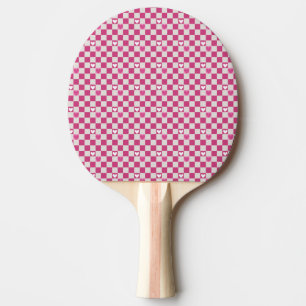 Pink Checkers & Hearts Ping Pong Paddle
