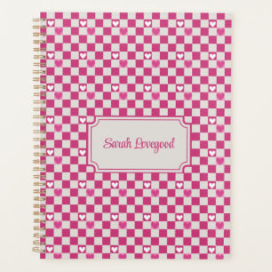 Pink Checkers & Hearts Planner