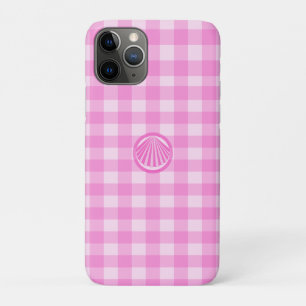 Pink Checkers with Sea Shell- iPhone 11 Pro Case