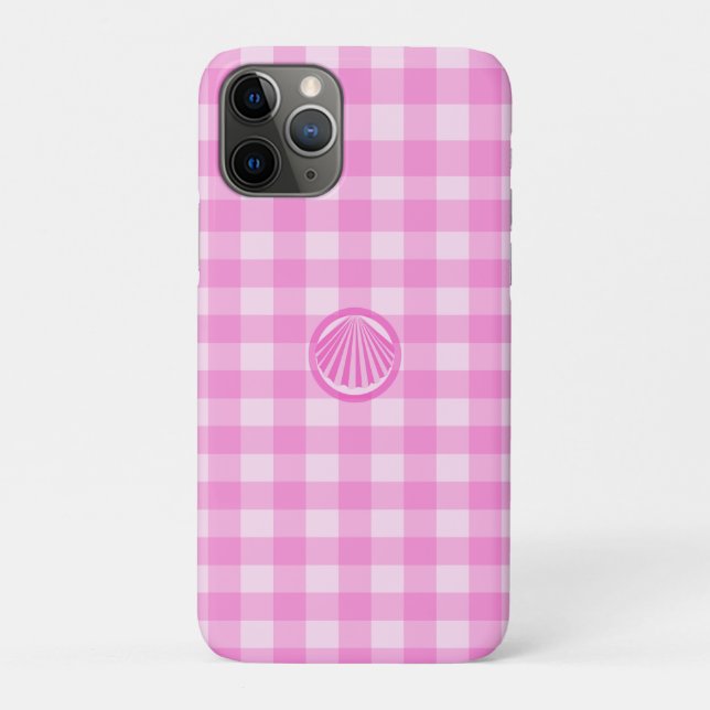 Pink Checkers with Sea Shell- Case-Mate iPhone Case (Back)