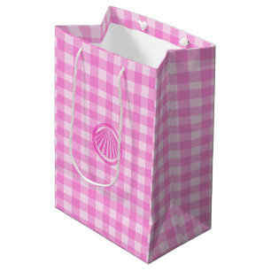 Pink Checkers with Sea Shell Medium Gift Bag