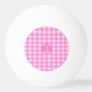 Pink Checkers with Sea Shell- Ping Pong Ball