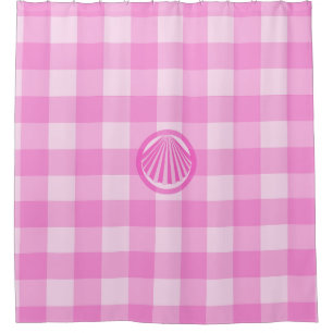 Pink Checkers with Sea Shell Shower Curtain