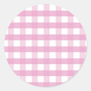 Pink checks classic round sticker