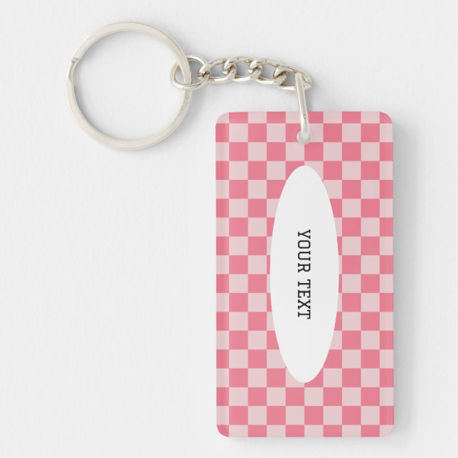 Pink Checks Custom Key Ring (Front)