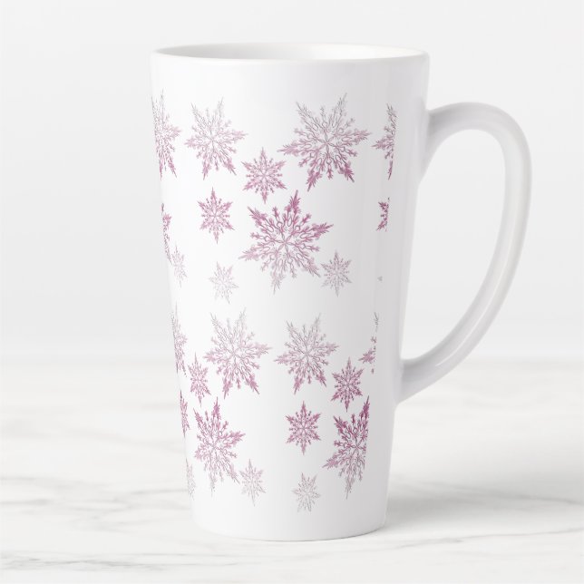 Pink Cheek Snowflakes Latte Mug (Right)