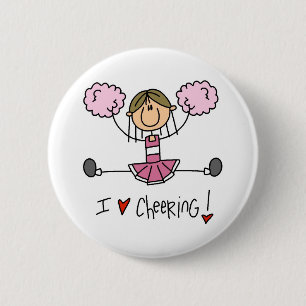 Pink Cheerleader 6 Cm Round Badge