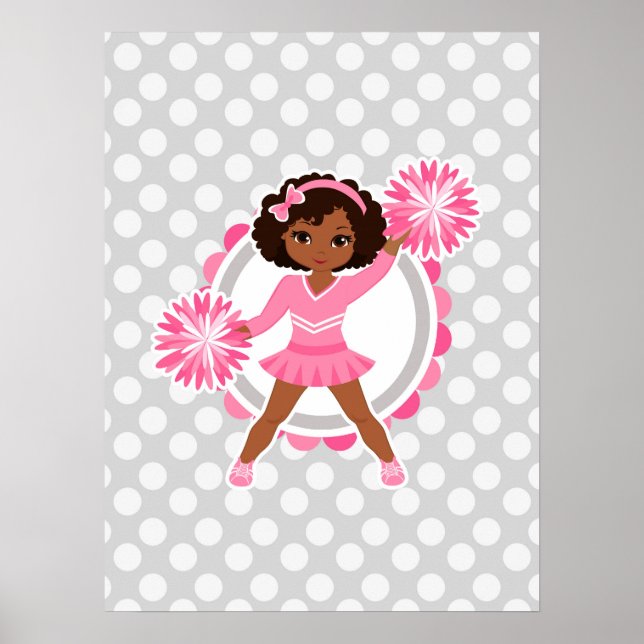 Pink Cheerleader African American  - Cute Cheer Poster (Front)