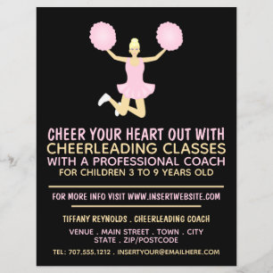 Pink Cheerleader, Cheerleading Classes Advertising Flyer