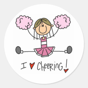 Pink Cheerleader Classic Round Sticker