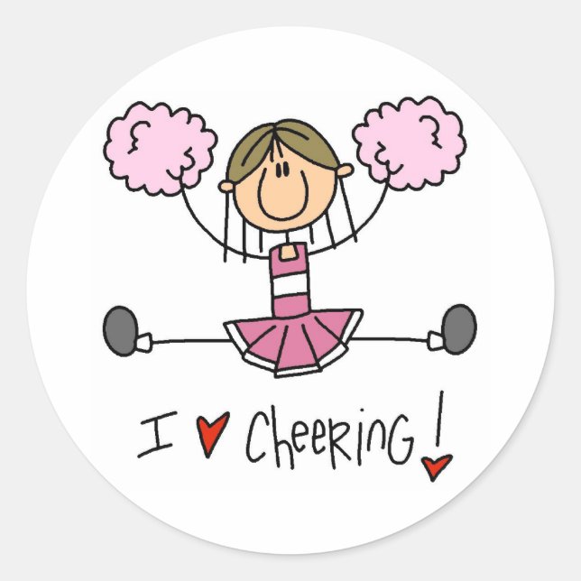 Pink Cheerleader Classic Round Sticker (Front)