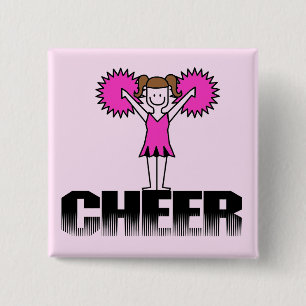 Pink Cheerleading T-shirts and Gifts 15 Cm Square Badge