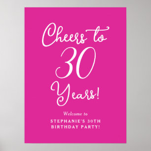 Pink Cheers to 30 Years 30th Birthday Welcome Sign