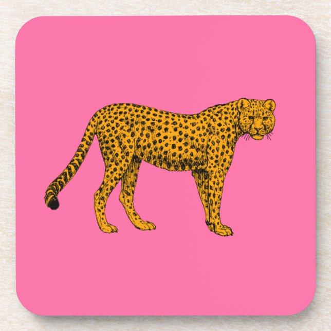 Pink Cheetah Beverage Coaster (Front)