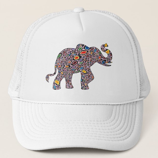 Pink-Cheetah-Elephant Trucker Hat (Front)