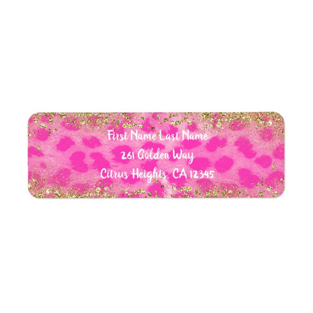 Pink Cheetah Leopard Print Gold Glitter Trendy (Front)