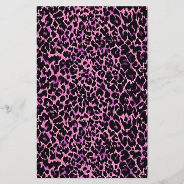 Pink Cheetah Pattern Stationery (Front)