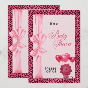 Pink Cheetah Print Baby Shower Invitation