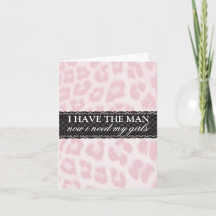 Pink Cheetah Print Bridesmaid Request Card