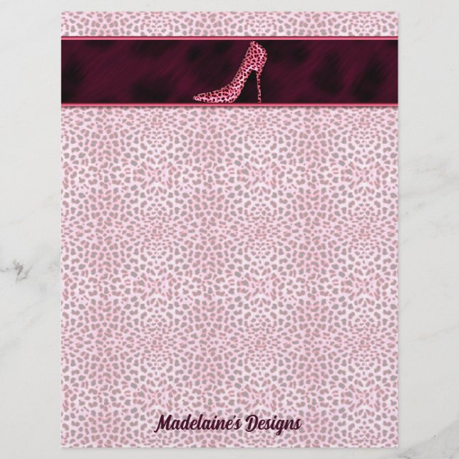 Pink Cheetah Print Business Customised Letterhead (Front)