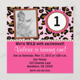 Pink Cheetah Print Girls Birthday Invitation