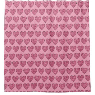 Pink Cheetah Print Hearts Shower Curtain