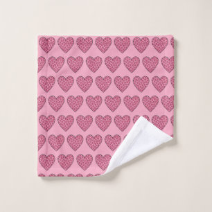 Pink Cheetah Print Hearts Wash Cloth