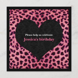 Pink Cheetah Print Party Invitation