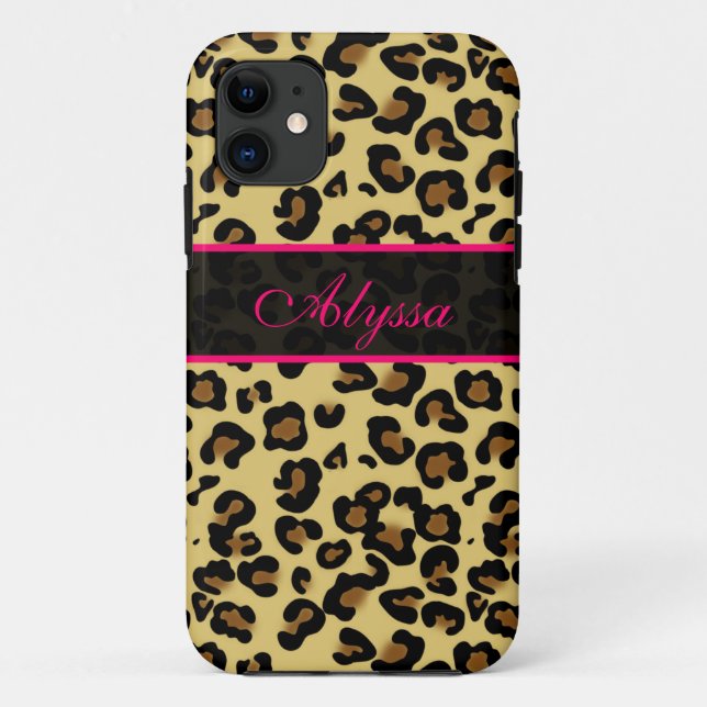 Pink Cheetah Print Personalised Phone Case (Back)