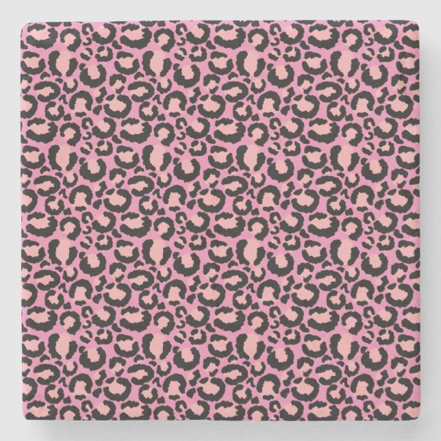 Pink Cheetah Print Stone Coaster (Front)