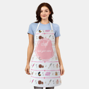 Pink Chef Baking Apron Cute Vintage Pastry Kitch