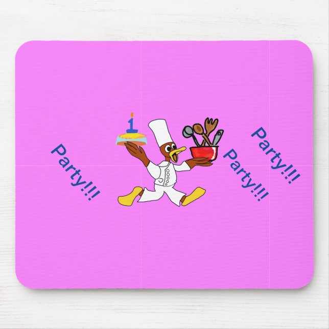 Pink Chef Ducky Birthday  Mouse Mat (Front)